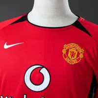 Camisa Manchester United I 2002/03 Retrô Manga Longa, foto 4