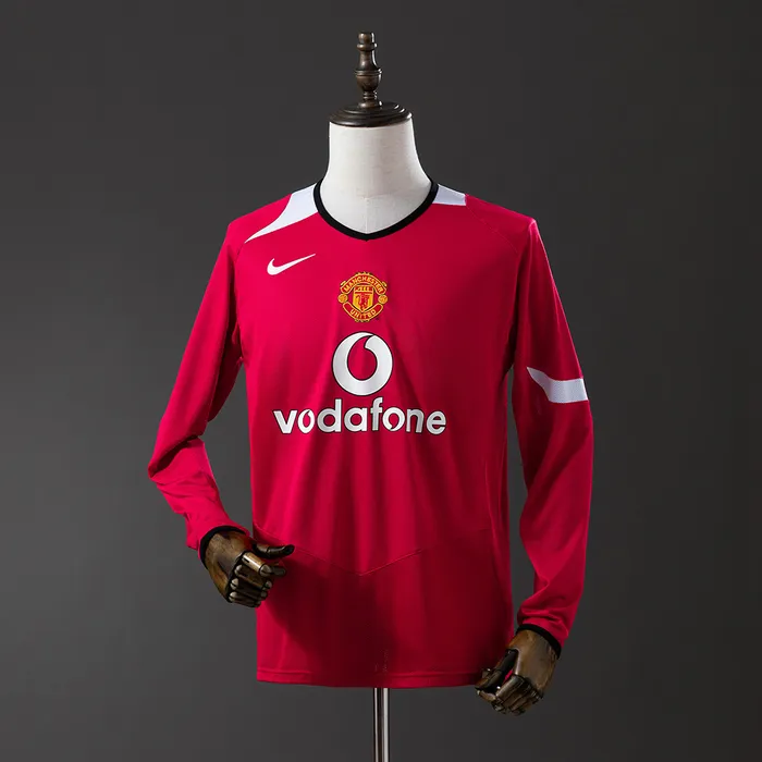 Camisa Manchester United I 2004/05 Retrô Manga Longa, foto 1
