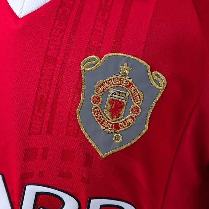 Camisa Manchester United I Man 1999 Retrô Manga Longa, foto 2