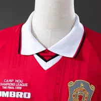 Camisa Manchester United I Man 1999 Retrô Manga Longa, foto 4