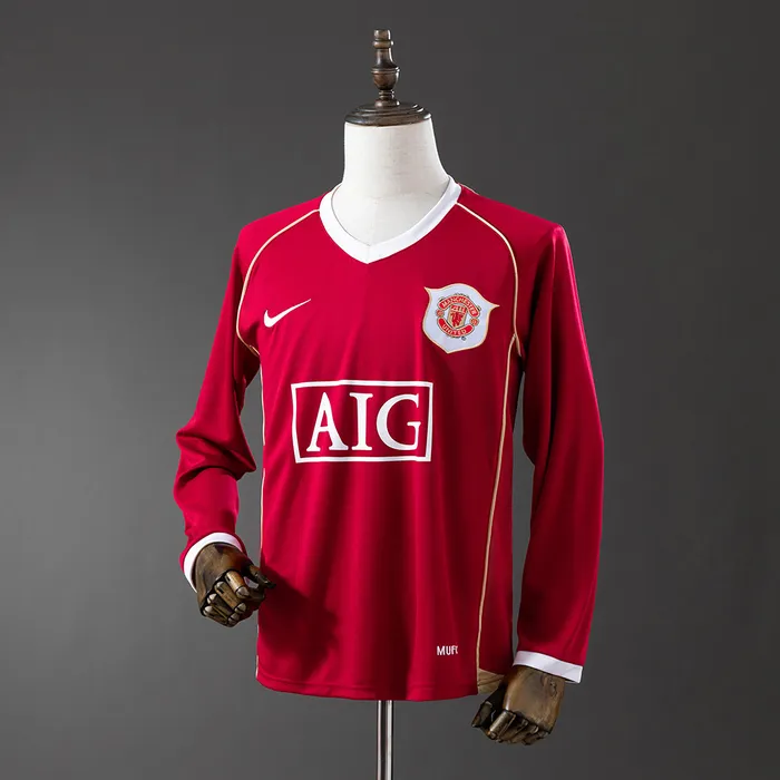 Camisa Manchester United I Man 2006/08 Retrô Manga Longa, foto 1