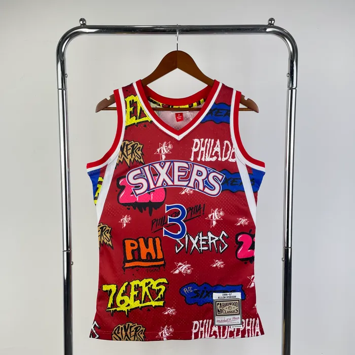 Regata Philadelphia 76ers Allen Iverson 1996/97 Retrô, foto 1